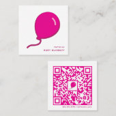 Carte De Visite Carré Logo de l'entreprise de ballons | Code QR (Devant / Derrière)