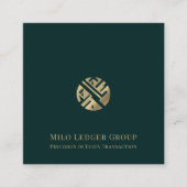 Carte De Visite Carré Logo de luxe Green Gold (Devant)