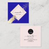 Carte De Visite Carré Logo de maquillage bleu Rose professionnel (Devant / Derrière)