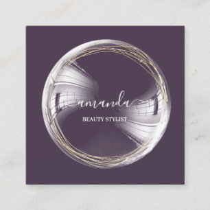 Carte De Visite Carré Logo de maquillage de beauté professionnel Bubble