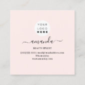 Carte De Visite Carré Logo de maquillage professionnel de beauté Pink MI (Dos)