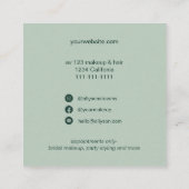 Carte De Visite Carré Logo de maquillage vert tropical (Dos)