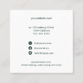 Carte De Visite Carré Logo de maquillage vert tropical (Dos)