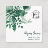 Carte De Visite Carré Logo de maquillage vert tropical (Devant)