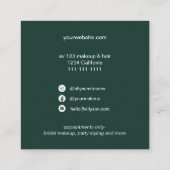 Carte De Visite Carré Logo de maquillage vert tropical (Dos)