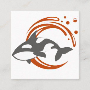 Carte De Visite Carré Logo de mascotte baleine orque