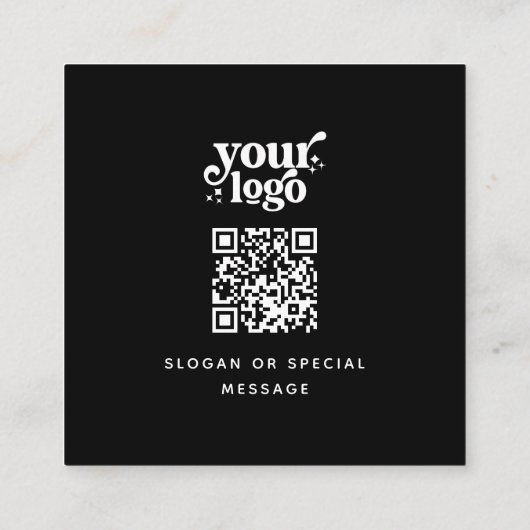 Carte De Visite Carré Logo de monogramme professionnel QR Code avant et  (Dos)