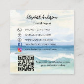 Carte De Visite Carré Logo de palmier de plage tropical Code QR médias s (Dos)