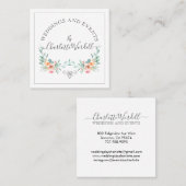 Carte De Visite Carré Logo de script Floral du planificateur d'événement (Devant / Derrière)