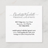 Carte De Visite Carré Logo de script Floral du planificateur d'événement (Dos)