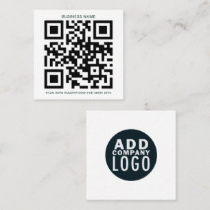 Carte De Visite Carré Logo de société personnalisé et code QR