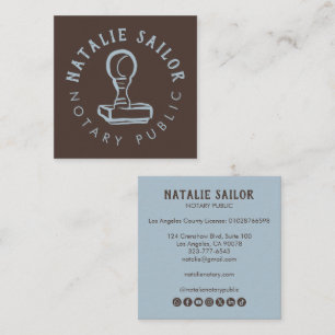 Carte De Visite Carré Logo de tampon en bois Notaire public Icône social
