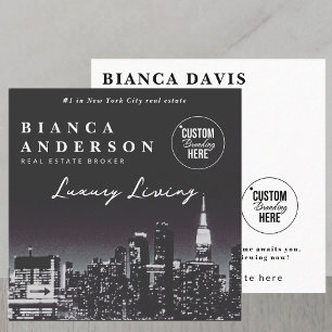 Carte De Visite Carré Logo d'entreprise immobilier de luxe Photo QR Code