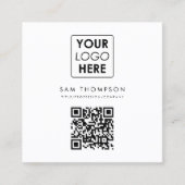 Carte De Visite Carré Logo d'entreprise QR Code moderne Simple Blanc (Devant)