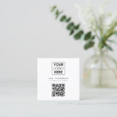 Carte De Visite Carré Logo d'entreprise QR Code moderne Simple Blanc (Debout devant)
