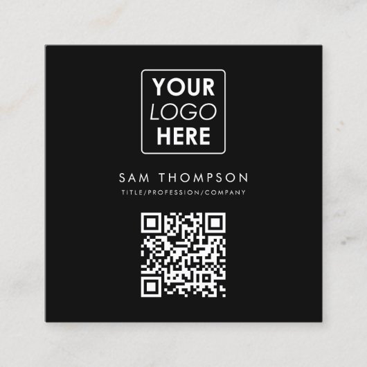 Carte De Visite Carré Logo d'entreprise QR Code Moderne Simple Entrepris (Devant)