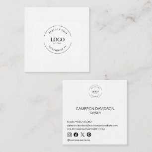 Carte De Visite Carré Logo d'entreprise simple et personnalisé Titre de 