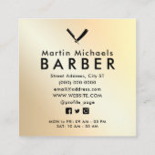 Carte De Visite Carré Logo des barbiers en faux or (Dos)