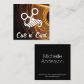 Carte De Visite Carré Logo des ciseaux de la liste des cheveux | Beauté (Devant / Derrière)