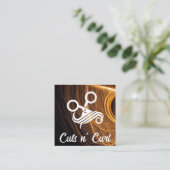 Carte De Visite Carré Logo des ciseaux de la liste des cheveux | Beauté (Debout devant)