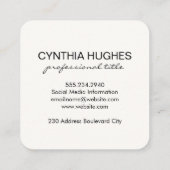 Carte De Visite Carré Logo des ciseaux pour cheveux | Cuir noir (Dos)