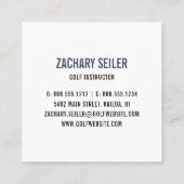 Carte De Visite Carré Logo des clubs de golf | Golf Pro ou Instructeur (Dos)