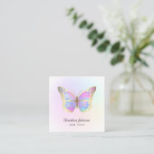 Carte De Visite Carré logo des couleurs pastel papillon (Debout devant)