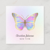 Carte De Visite Carré logo des couleurs pastel papillon (Devant)