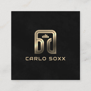 Carte De Visite Carré Logo des initiales du casque DJ