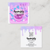 Carte De Visite Carré Logo des services de bureau de la maison de nettoy (Devant / Derrière)