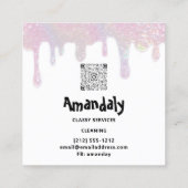 Carte De Visite Carré Logo des services de nettoyage de la maison QR Cod (Dos)