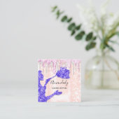 Carte De Visite Carré Logo des services de nettoyage ménager rose argent (Debout devant)