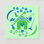 Carte De Visite Carré Logo des services de nettoyage professionnel Vert  (Devant)