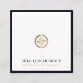 Carte De Visite Carré Logo Design Luxe Compass (Devant)