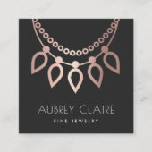 Carte De Visite Carré Logo du bijoutier rose en or (Devant)