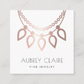 Carte De Visite Carré Logo du bijoutier rose en or (Devant)