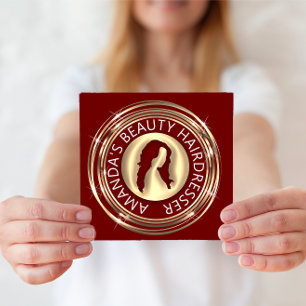 Carte De Visite Carré Logo du code QR en ligne Shop Frame Gold Bourgogne