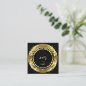 Carte De Visite Carré Logo du code QR Noir Blanc Golden Frame Circle (Debout devant)