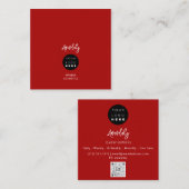 Carte De Visite Carré Logo du code QR Noir rouge minimalisme (Devant / Derrière)