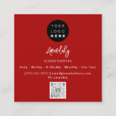 Carte De Visite Carré Logo du code QR Noir rouge minimalisme (Dos)