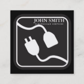 Carte De Visite Carré Logo du cordon d'extension électrique moderne Noir (Devant)