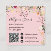 Carte De Visite Carré Logo du planificateur d'événements floraux Boho ro (Dos)