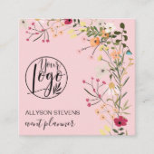 Carte De Visite Carré Logo du planificateur d'événements floraux Boho ro (Devant)