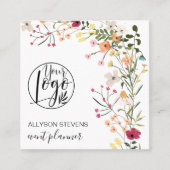 Carte De Visite Carré Logo du planificateur d'événements floraux Boho te (Devant)