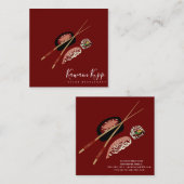 Carte De Visite Carré Logo du restaurant Sushi Rolls Chopstick (Devant / Derrière)