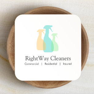 Carte De Visite Carré Logo du service de nettoyage de la bouteille Spray