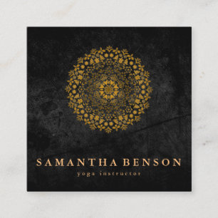 Carte De Visite Carré Logo élégant de fleur de lotus à l'aquarelle pour 