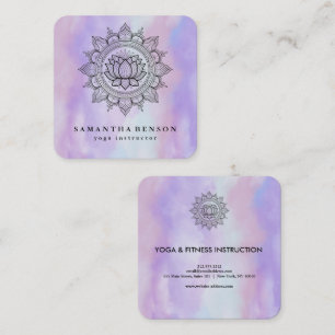 Carte De Visite Carré Logo Élégant Fleur de Lotus Aquarelle Entreprise d