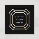 Carte De Visite Carré Logo Elegant Gold Gemstone | Design de bijoux (Devant)