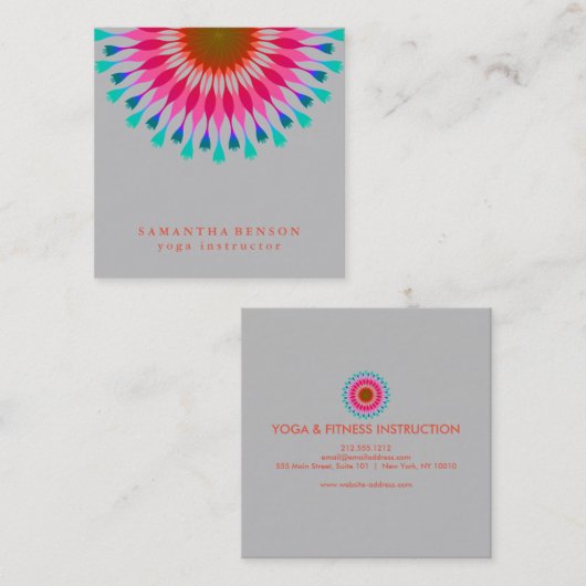 Carte De Visite Carré Logo élégant Lotus Flower Yoga (Devant / Derrière)